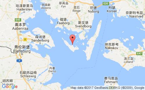 丹麦港口:埃勒斯克平aeroskobing港口代码DKAER