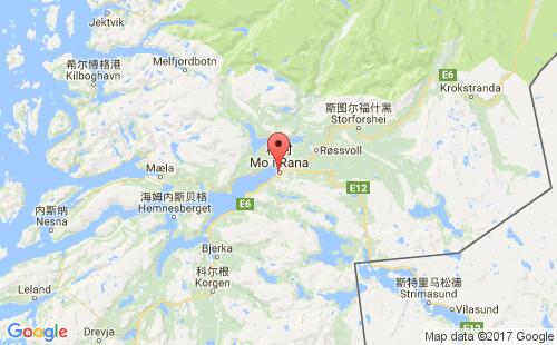 挪威港口:摩城mo i rana港口代码NOMOR