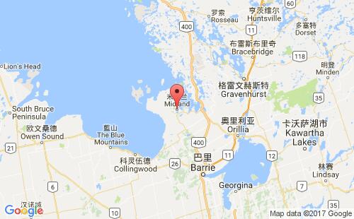 加拿大港口:米德兰midland,on港口代码CAMID