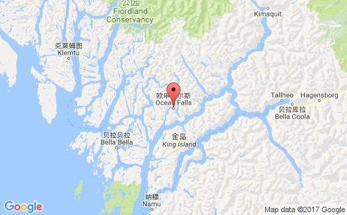 加拿大港口:福尔斯海ocean falls港口代码CAOFS