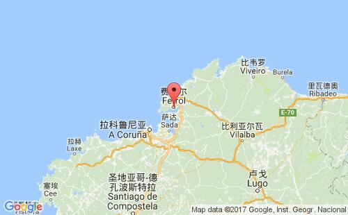 西班牙港口:费罗尔ferrol港口代码ESFER